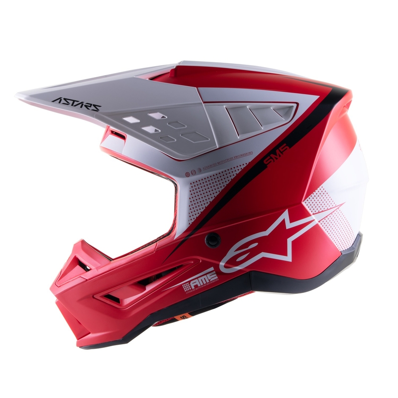Motocross kaciga Alpinestars S-M5 Rayon crveno-bijelo-crna mat