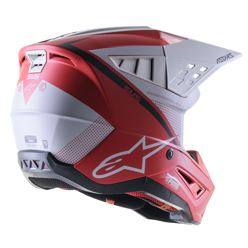 Motocross kaciga Alpinestars S-M5 Rayon crveno-bijelo-crna mat