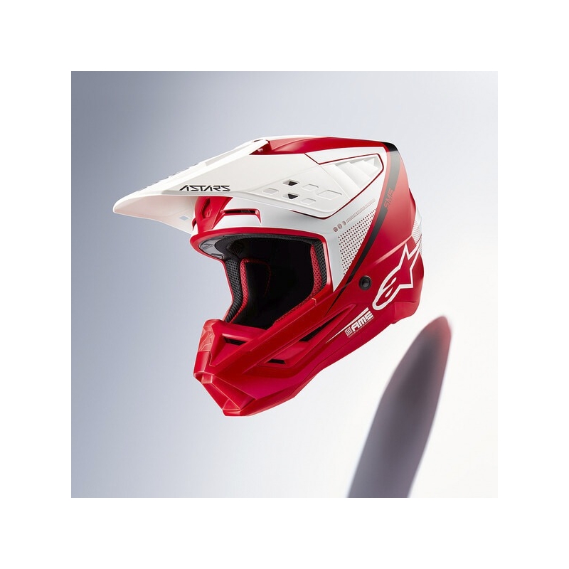 Motocross kaciga Alpinestars S-M5 Rayon crveno-bijelo-crna mat