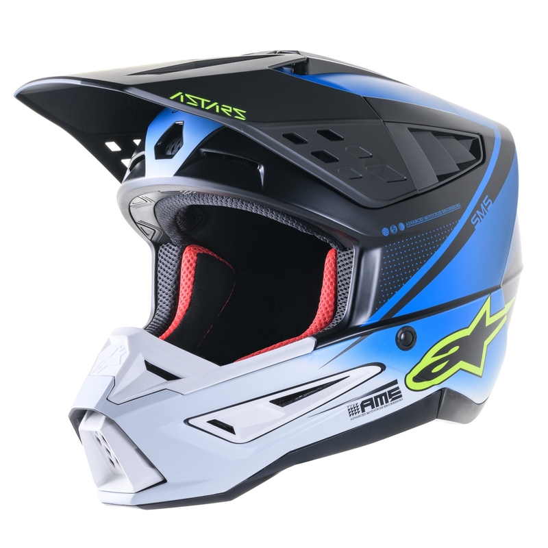 Motocross kaciga Alpinestars S-M5 Rayon plava-fluo žuto-bijela-crna mat
