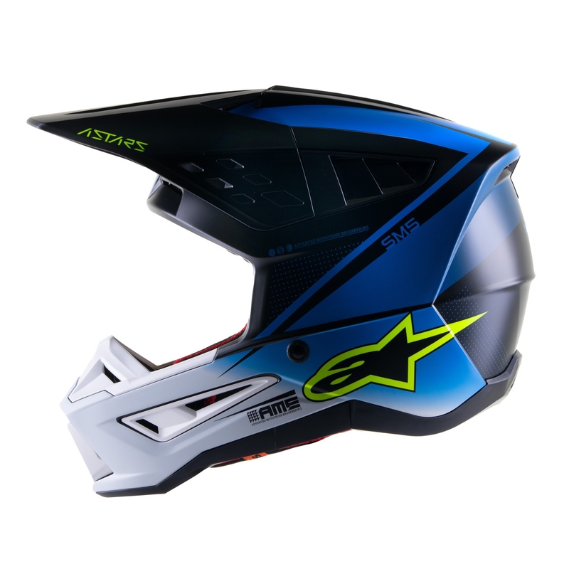 Motocross kaciga Alpinestars S-M5 Rayon plava-fluo žuto-bijela-crna mat