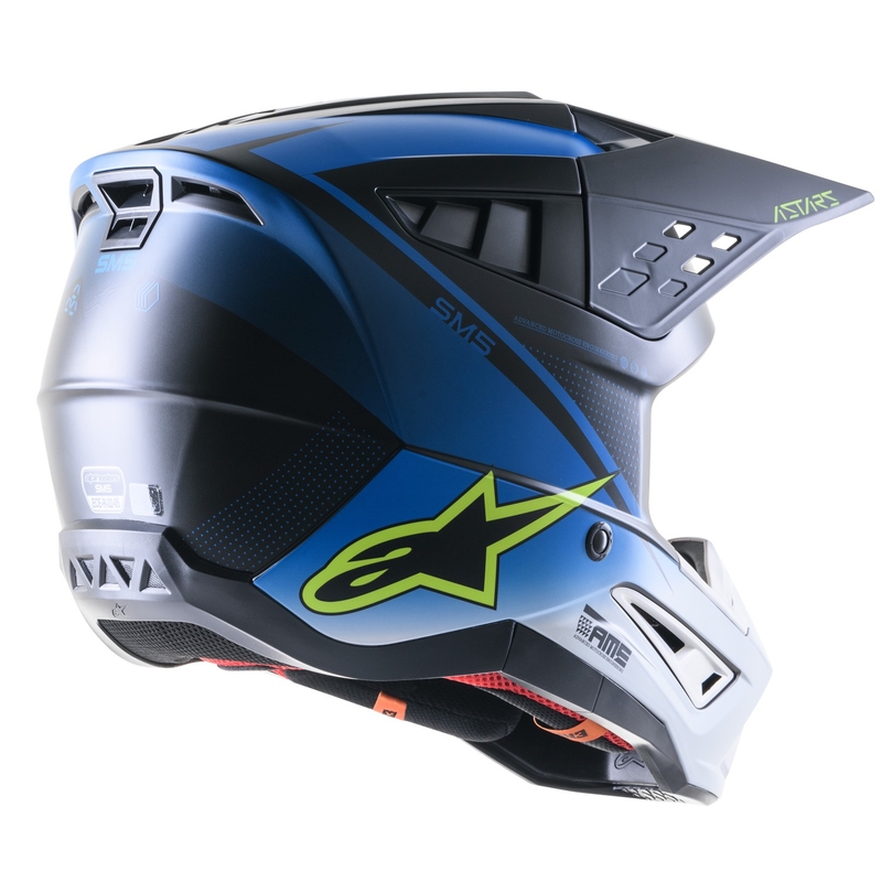 Motocross kaciga Alpinestars S-M5 Rayon plava-fluo žuto-bijela-crna mat