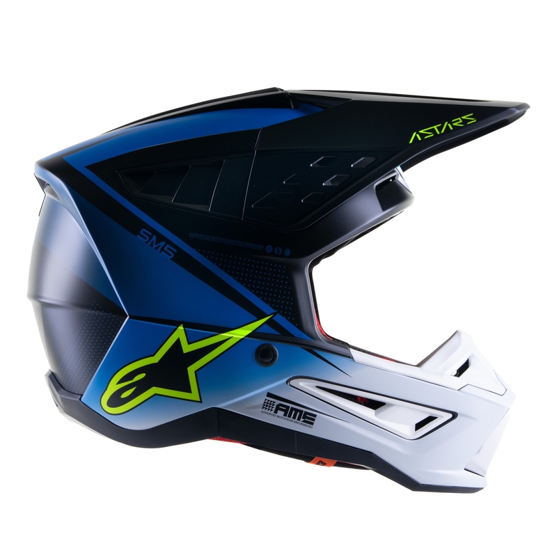 Motocross kaciga Alpinestars S-M5 Rayon plava-fluo žuto-bijela-crna mat