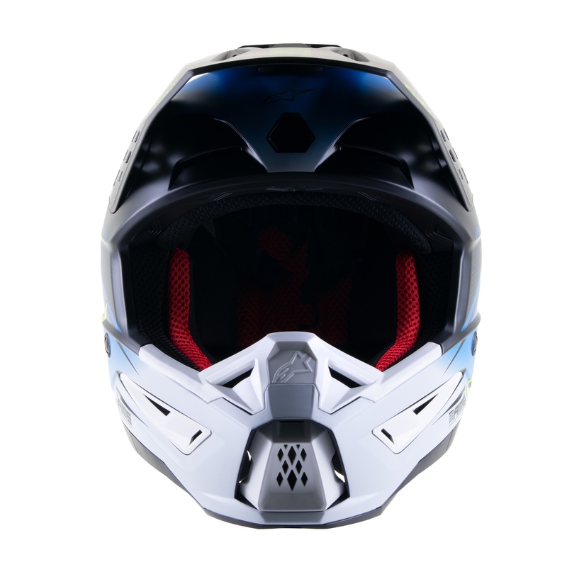 Motocross kaciga Alpinestars S-M5 Rayon plava-fluo žuto-bijela-crna mat