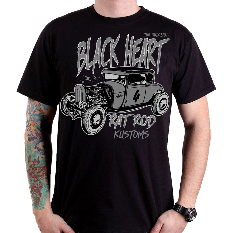 Muške majice kratkih rukava s crnim srcem Rat Rod Kustom rasprodaja