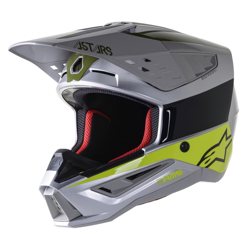 Alpinestars S-M5 Bond kaciga za motocros srebrno-fluo žuto-zelena sjajna