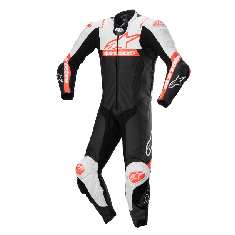 Alpinestars Missile 2 Ward kožno motociklističko odijelo crno-bijelo-fluo crveno