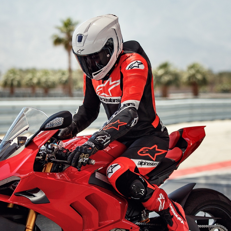 Alpinestars Missile 2 Ward kožno motociklističko odijelo crno-fluo crveno-bijelo