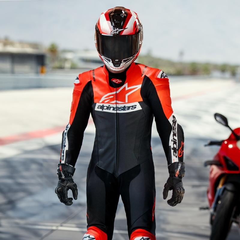 Alpinestars Missile 2 Ward kožno motociklističko odijelo crno-fluo crveno-bijelo
