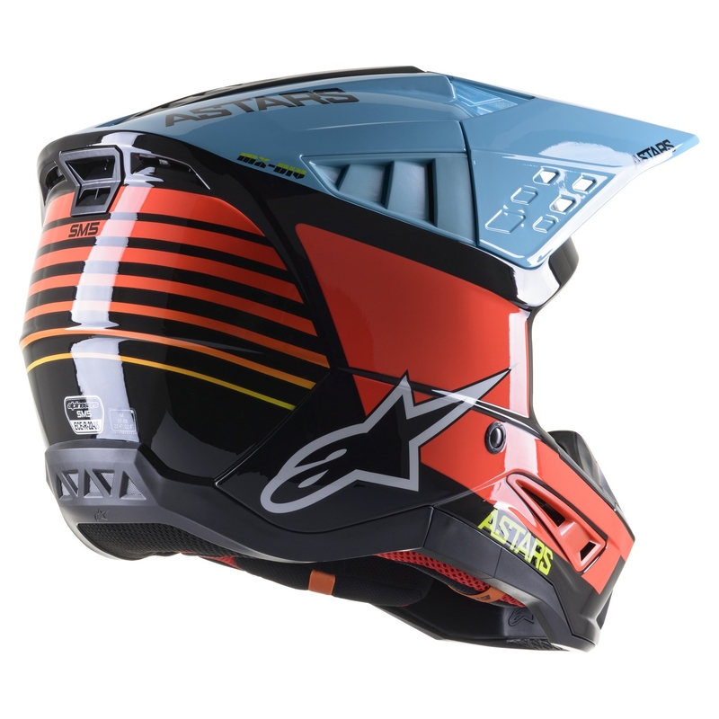 Motocross kaciga Alpinestars S-M5 Speed crna-fluo žuta-svijetlo plava sjajna