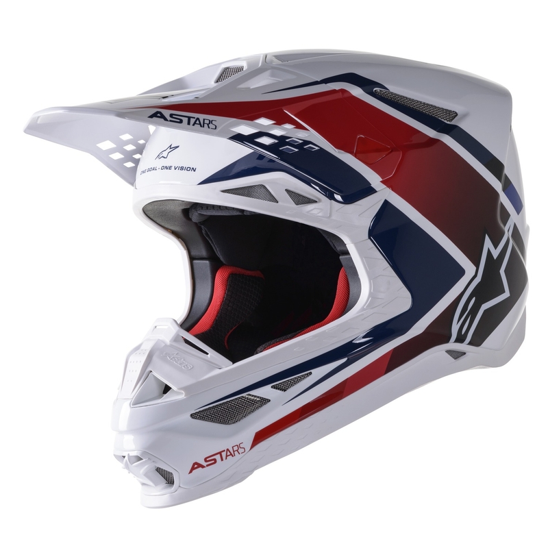Alpinestars S-M10 Carbon Meta2 motokros kaciga bijelo-crveno-plava sjajna