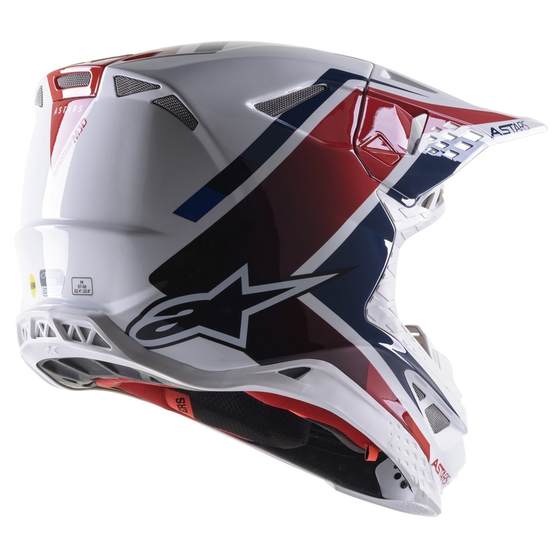 Alpinestars S-M10 Carbon Meta2 motokros kaciga bijelo-crveno-plava sjajna