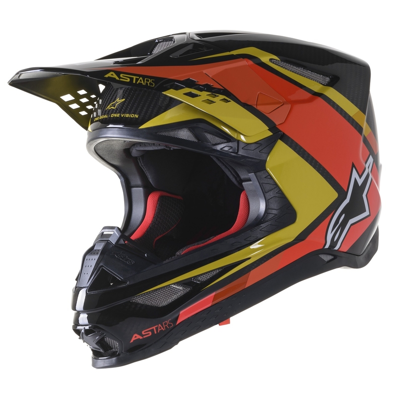 Alpinestars S-M10 Carbon Meta2 kaciga za motocross crno-žuto-narančasta sjajna