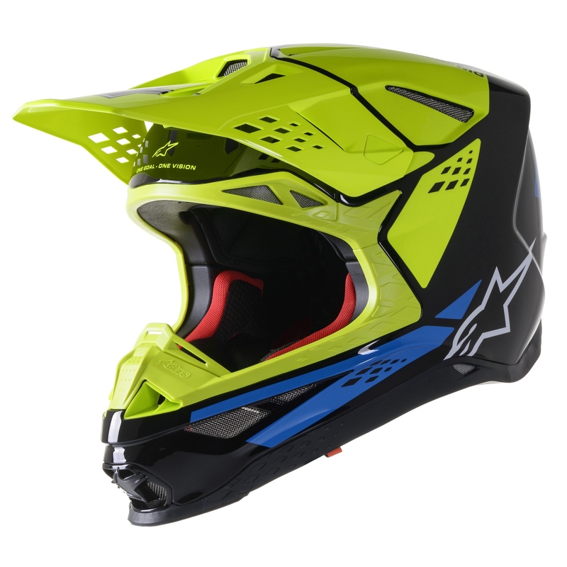Alpinestars Supertech S-M8 Factory kaciga za motocross crna-fluo žuto-plava sjajna