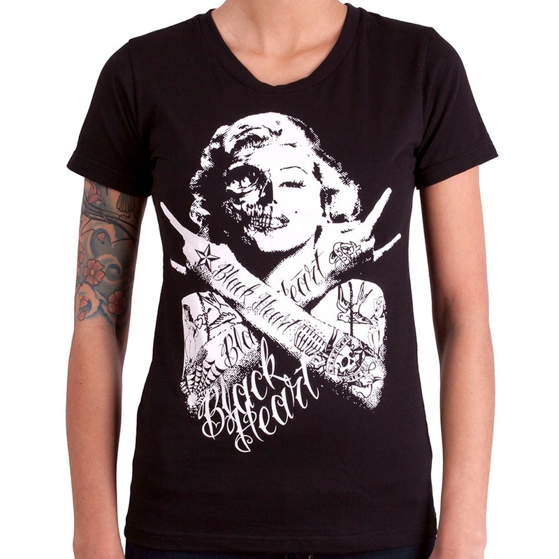 Ženska majica kratkih rukava Black Heart Skull Bitch