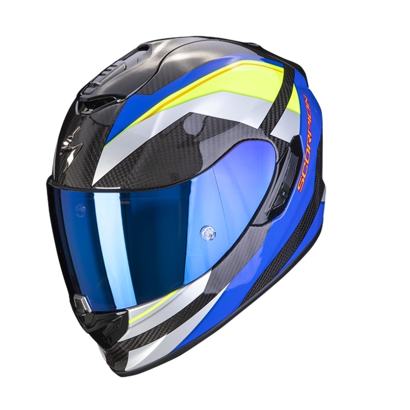Integralna moto kaciga Scorpion Exo-1400 Carbon Air Legione plavo-fluo žuta - II. kvaliteta