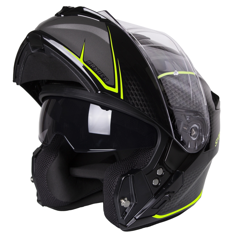 Motoristička kaciga na preklop Street Racer Ranger crno-fluo žuta - II. kvaliteta