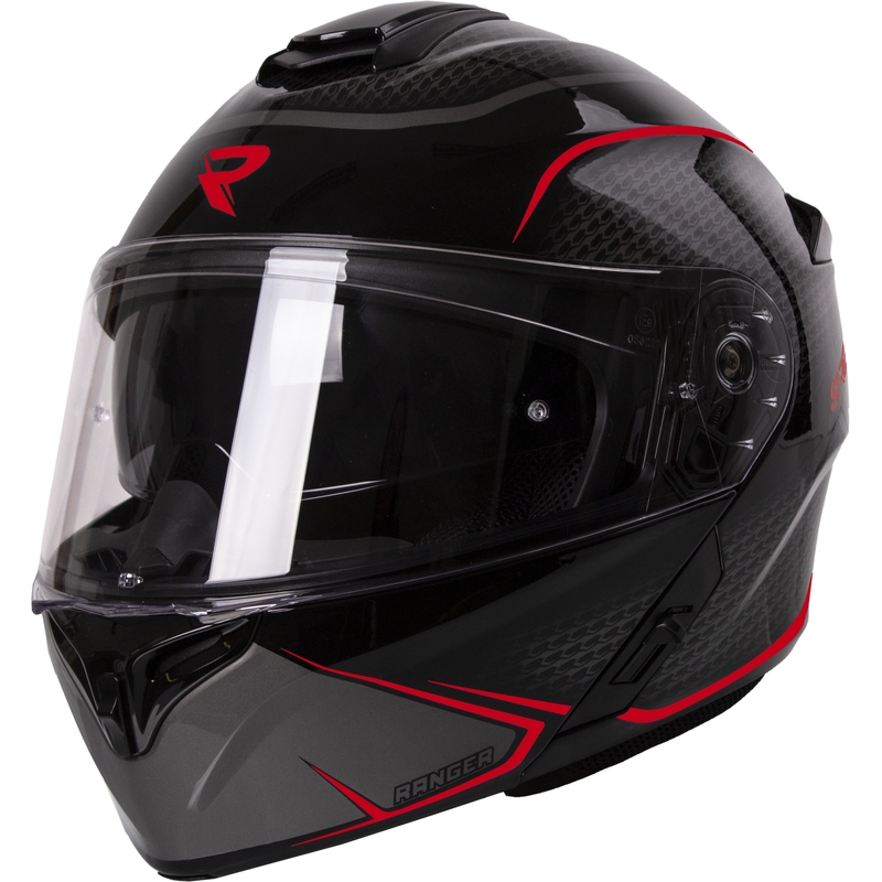 Motoristička kaciga na preklop Street Racer Ranger crno-crvena - II. kvaliteta