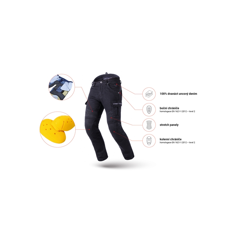 Motorističke traperice Street Racer Cargo CE crne - II. kvaliteta