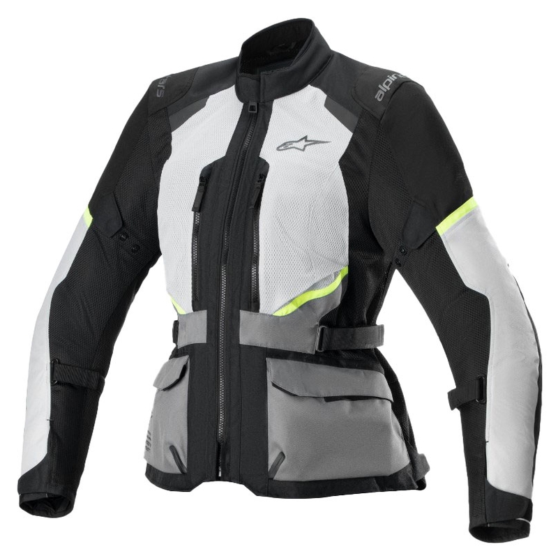Alpinestars Stella Andes Air Drystar ženska motociklistička jakna svijetlo siva-tamno siva-crna-fluo žuta