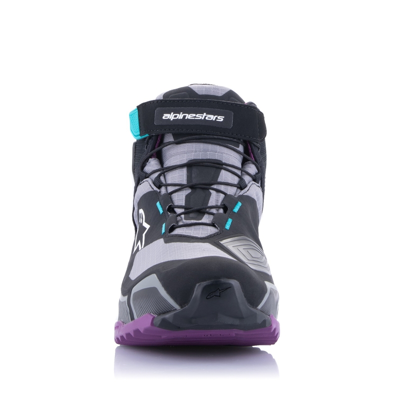 Ženske motociklističke čizme Alpinestars Stella CR-X Drystar crne-sive-ljubičaste-tirkizne