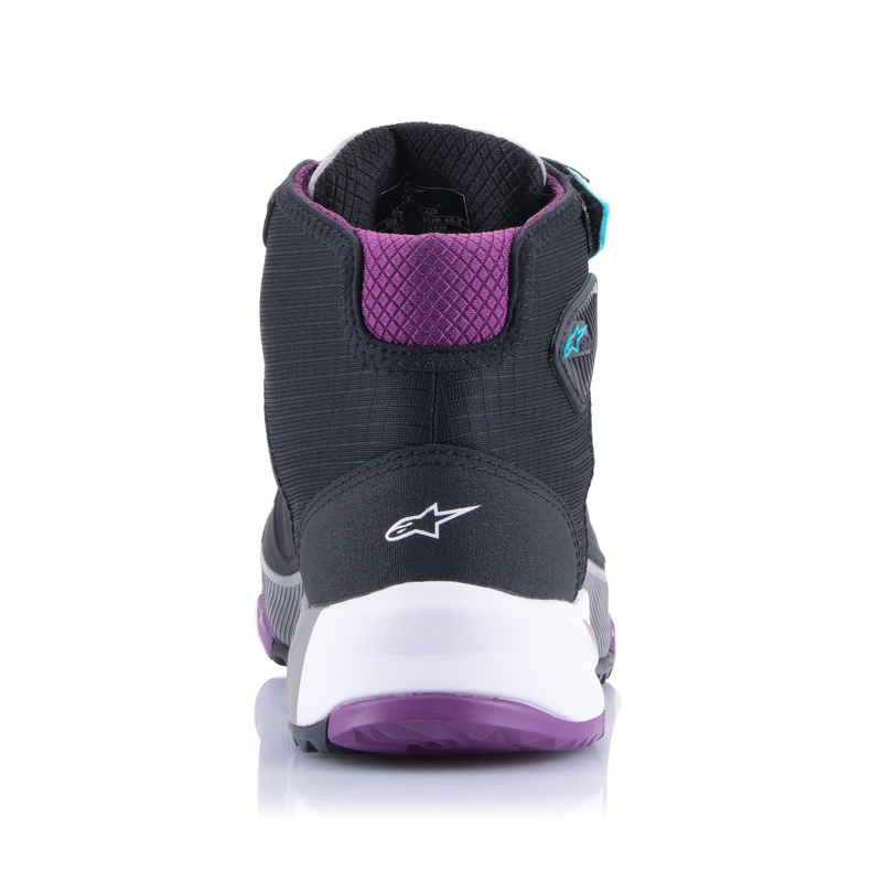 Ženske motociklističke čizme Alpinestars Stella CR-X Drystar crne-sive-ljubičaste-tirkizne