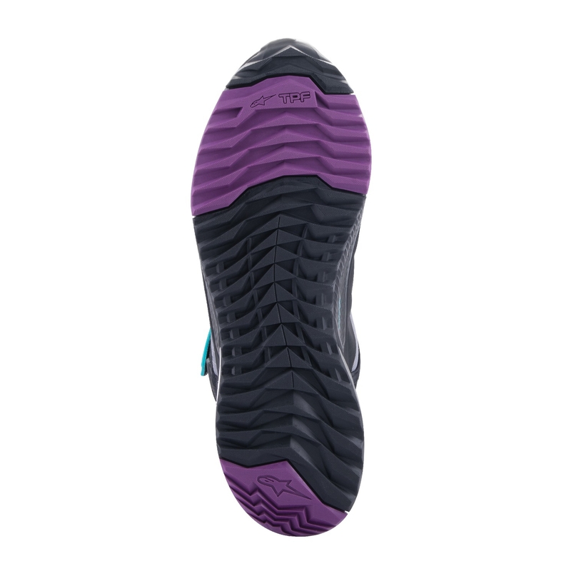 Ženske motociklističke čizme Alpinestars Stella CR-X Drystar crne-sive-ljubičaste-tirkizne
