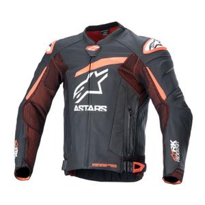 Kožna motociklistička jakna Alpinestars GP Plus R 4 Rideknit crno-fluo crveno-bijela