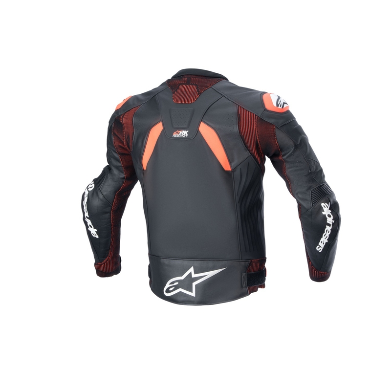 Kožna motociklistička jakna Alpinestars GP Plus R 4 Rideknit crno-fluo crveno-bijela