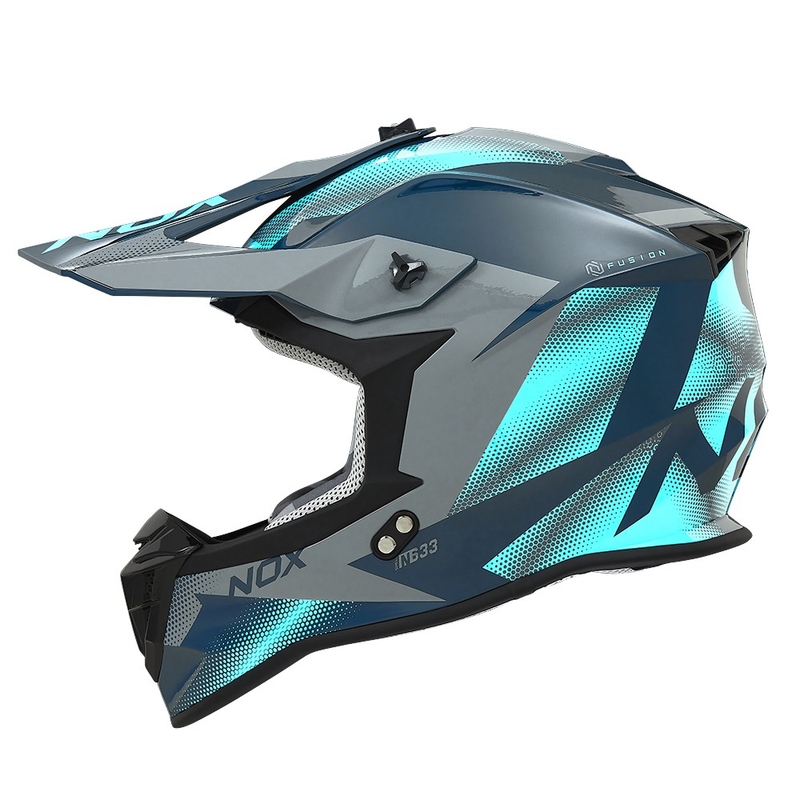 Motocross kaciga NOX N633 fluo plavo-siva