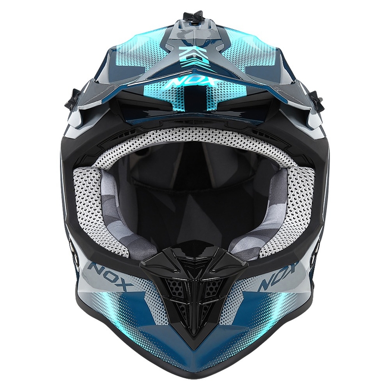 Motocross kaciga NOX N633 fluo plavo-siva