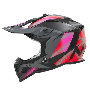 Ženska motocross kaciga NOX N633 fluo roza-crveno-siva