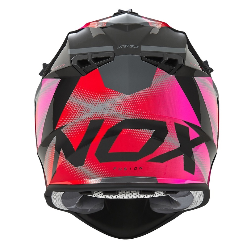 Ženska motocross kaciga NOX N633 fluo roza-crveno-siva
