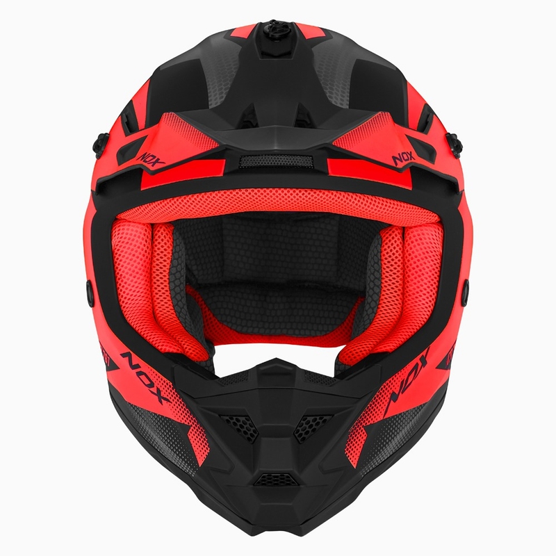 Dječja kaciga za motocross NOX N761 MX fluo crveno-crno-siva