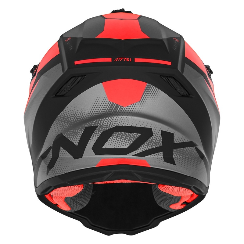 Dječja kaciga za motocross NOX N761 MX fluo crveno-crno-siva