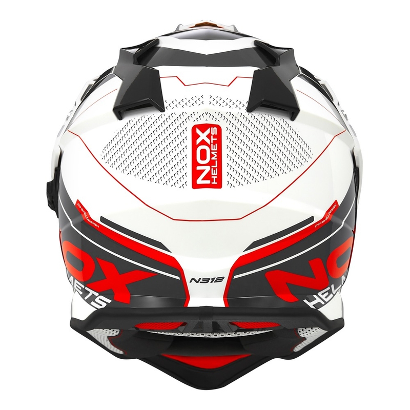 Enduro kaciga NOX N312 Drone bijelo-crno-crvena