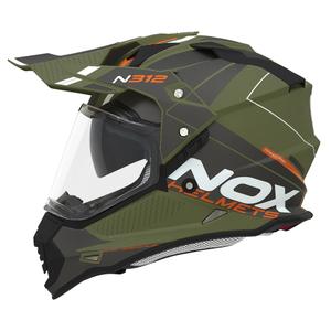 Enduro kaciga NOX N312 Drone mat kaki-narančasta