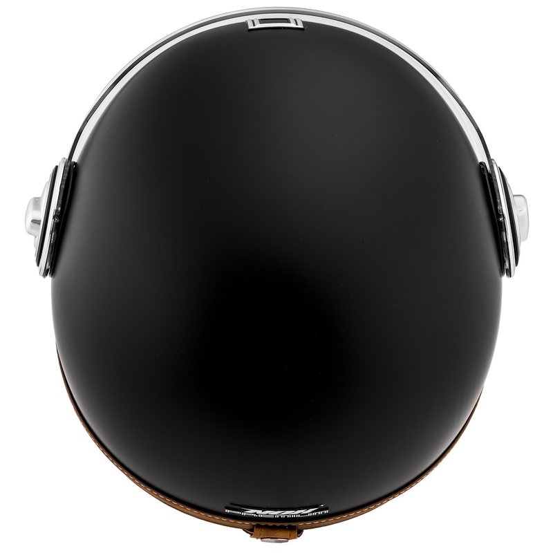 NOX PREMIUM Heritage kaciga za motocikle otvorenog lica, mat crna sa smeđom kožom