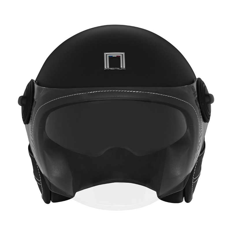Otvorena motociklistička kaciga NOX PREMIUM Heritage crna koža