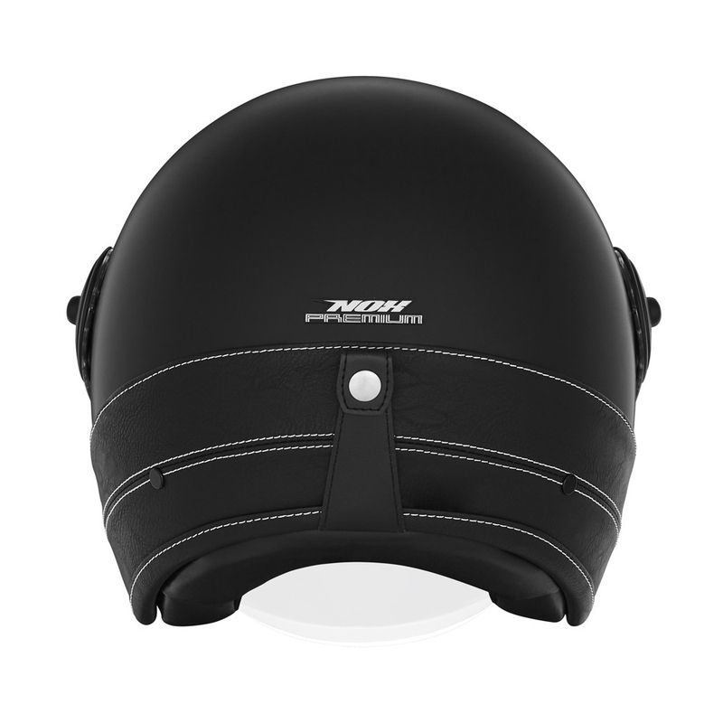 Otvorena motociklistička kaciga NOX PREMIUM Heritage crna koža
