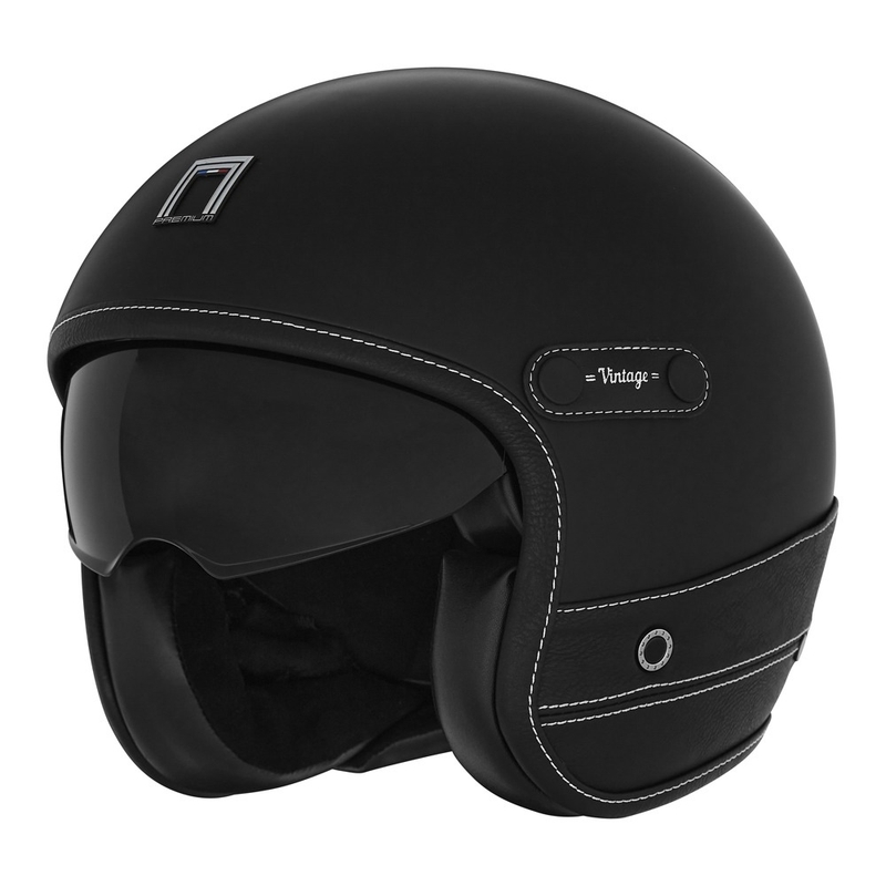 Otvorena motociklistička kaciga NOX PREMIUM Heritage crna koža