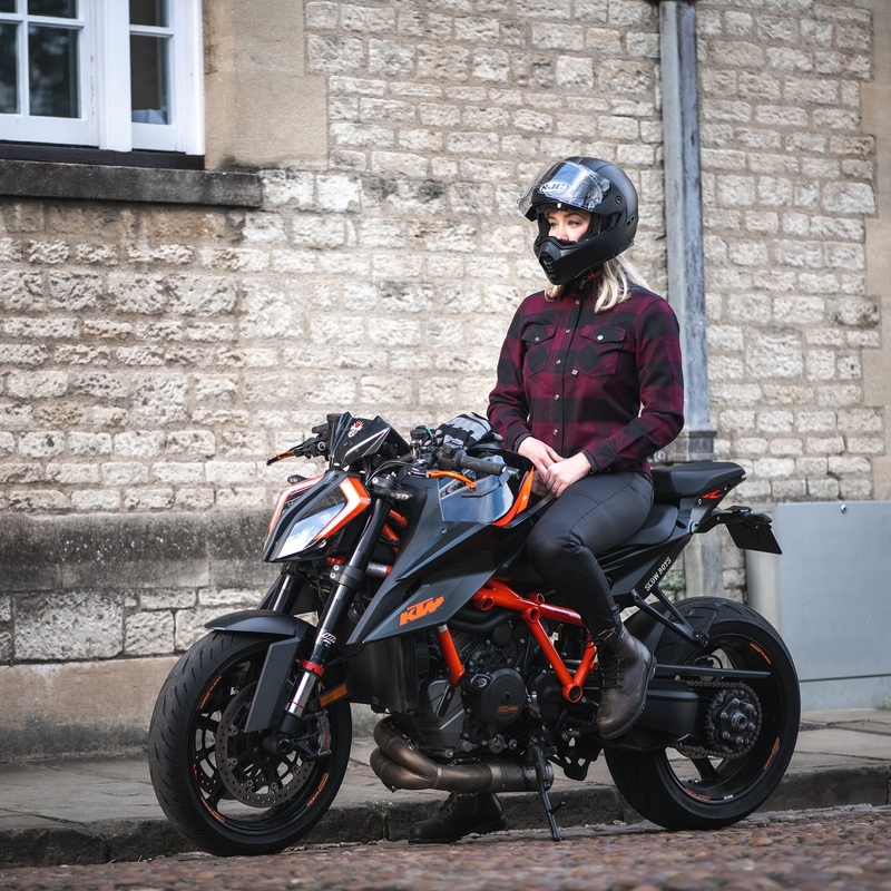 Ženska motoristička majica Oxford Kickback 2.0 crveno-crna