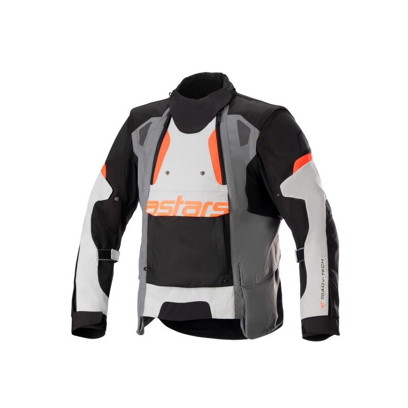 Alpinestars Halo Drystar motociklistička jakna svijetlo siva-tamno siva-crna-fluo crvena