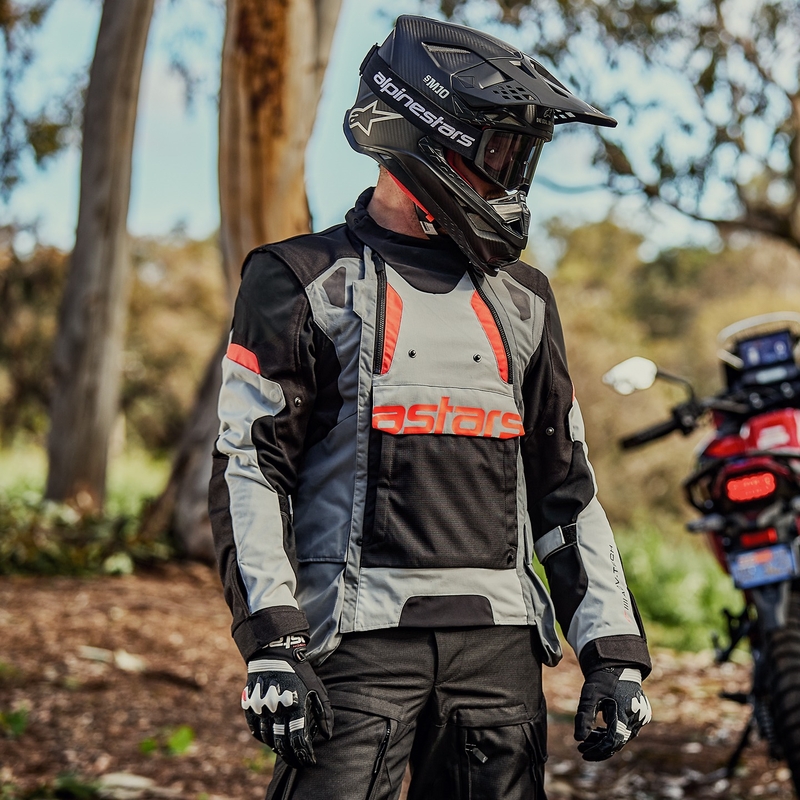 Alpinestars Halo Drystar motociklistička jakna svijetlo siva-tamno siva-crna-fluo crvena