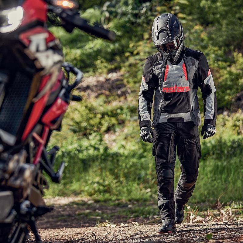 Alpinestars Halo Drystar motociklistička jakna svijetlo siva-tamno siva-crna-fluo crvena
