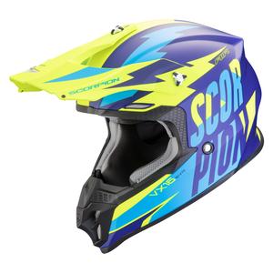 Motocross kaciga Scorpion VX-16 EVO AIR Slanter mat plavo-fluo žuta