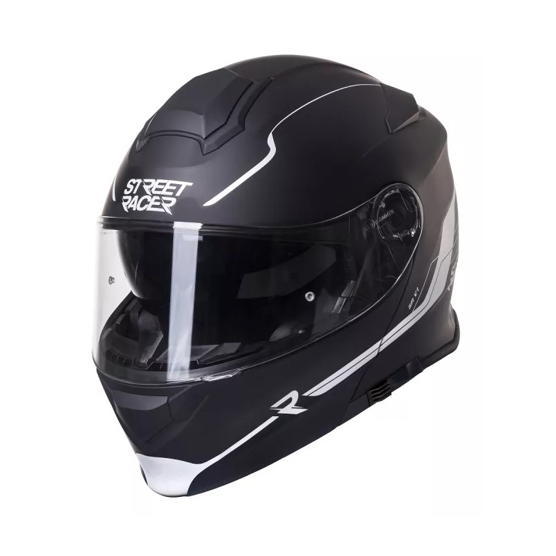 Motociklistička kaciga na preklop Street Racer SR V1 crno-bijela - II. kvaliteta