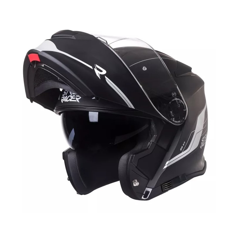 Motociklistička kaciga na preklop Street Racer SR V1 crno-bijela - II. kvaliteta