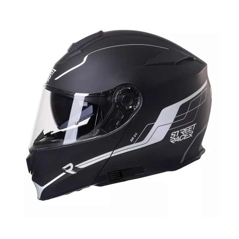 Motociklistička kaciga na preklop Street Racer SR V1 crno-bijela - II. kvaliteta