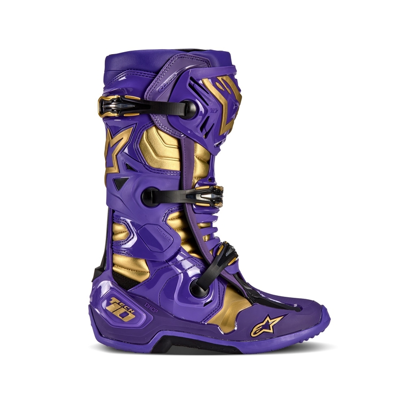 Alpinestars Tech 10 Limited Edition Champ ljubičasto-zlatne motociklističke čizme